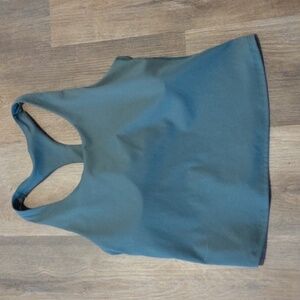 Green crop racer back top